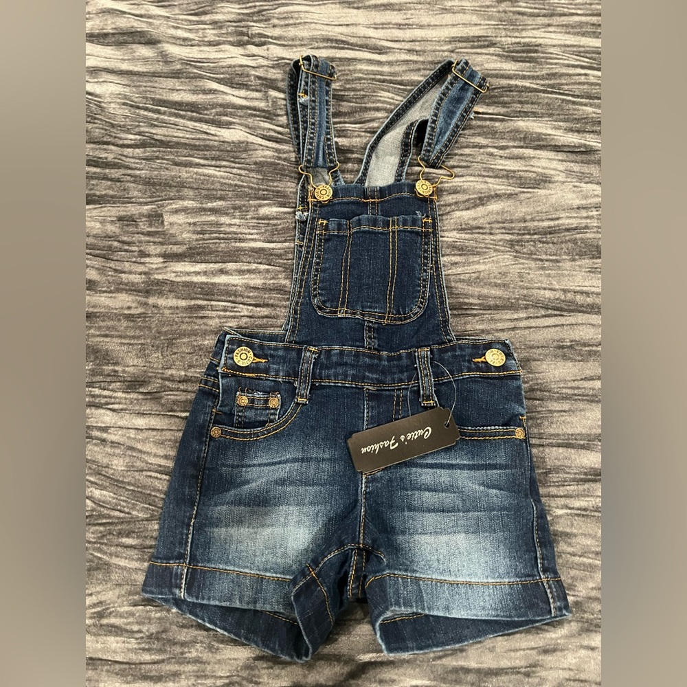 Cute & Comfy Kids Dark Blue Denim Short Overalls